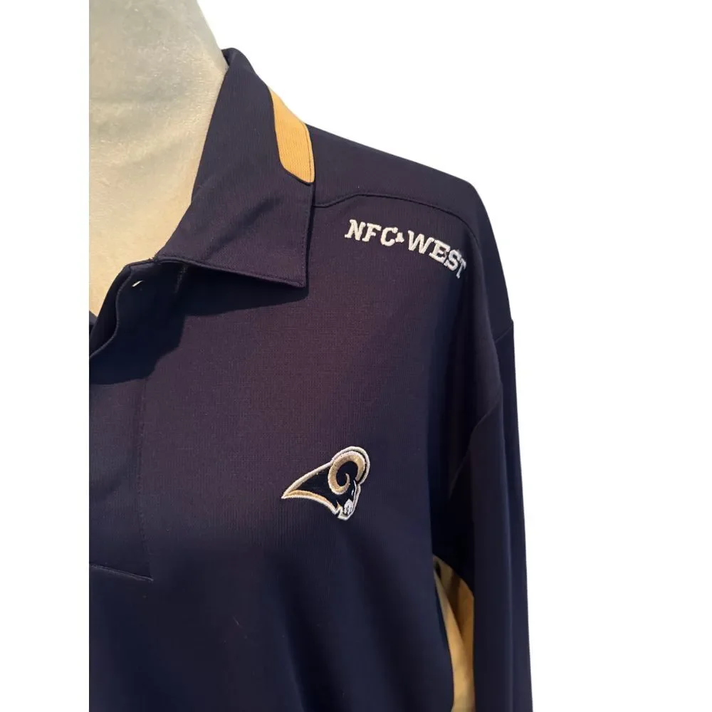 Reebok NFL/NFC West LA Rams Embroidered Navy Gold Quarter Zip Pullover Jacket XL